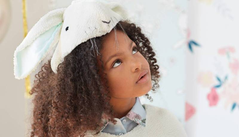 Little girl wearing Meri Meri bunny dress-up